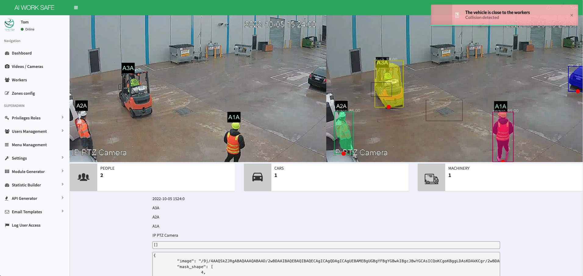 Realite Sentinel AI Dashboard - Real-time event detection and analysis